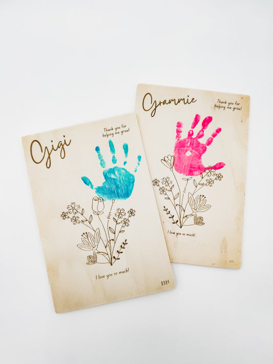 Personalized Wooden Handprint Flower Bouquet Gift